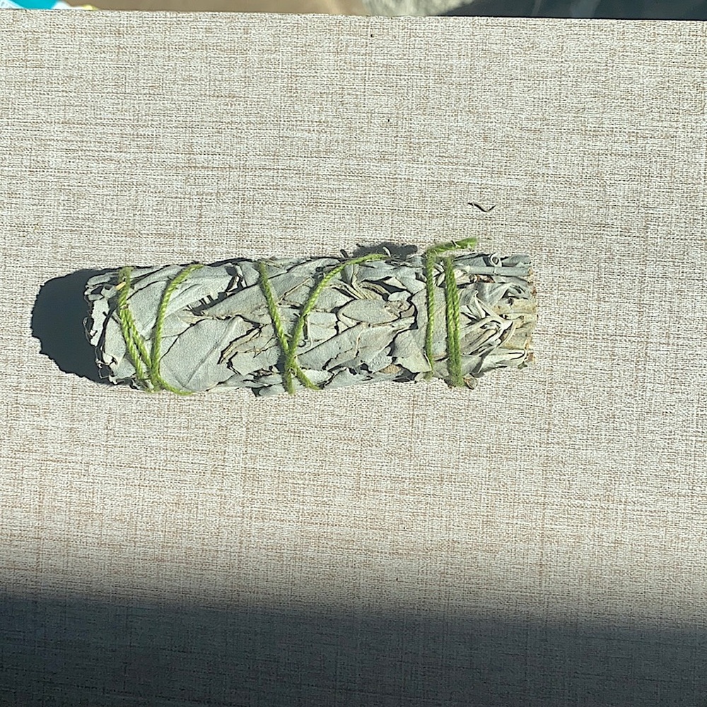 Colorado white sage stick. Home grown, picked, and wrapped.
